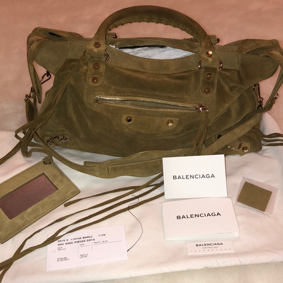 Balenciaga Handbags - BALENCIAGA Suede Motocross Classic City Bag